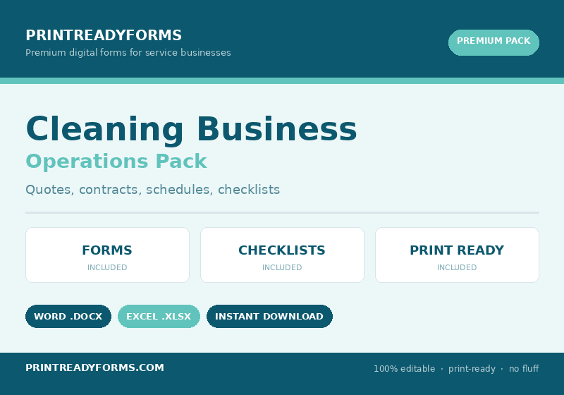Preview of Cleaning Business Operations Pack — Service Business template