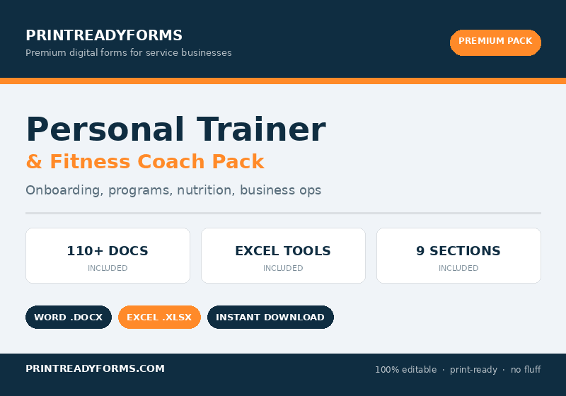 Preview of Personal Trainer & Fitness Coach Pack — Service Business template