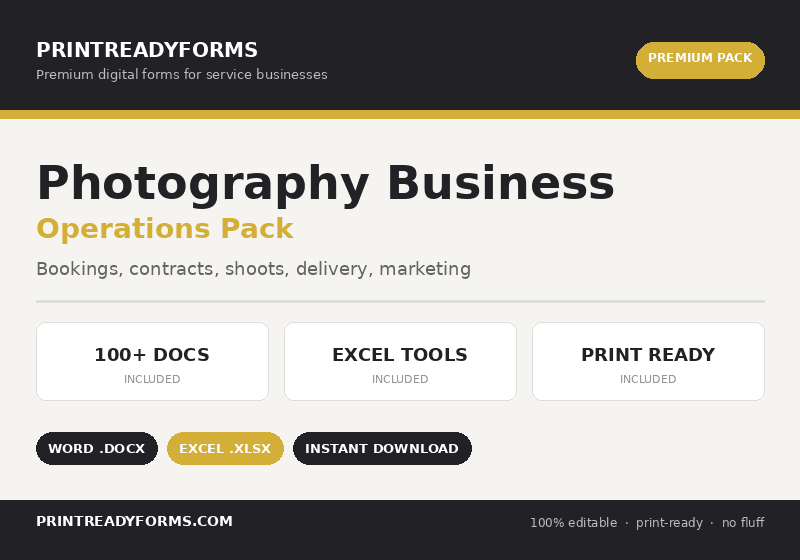 Preview of Photography Business Operations Pack — Service Business template