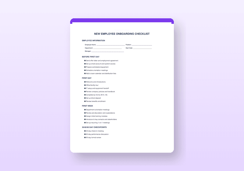 Preview of Employee Onboarding Package — HR & Employment template