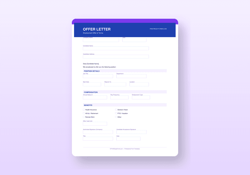 Preview of Employee Offer Letter & Contract Pack — HR & Employment template
