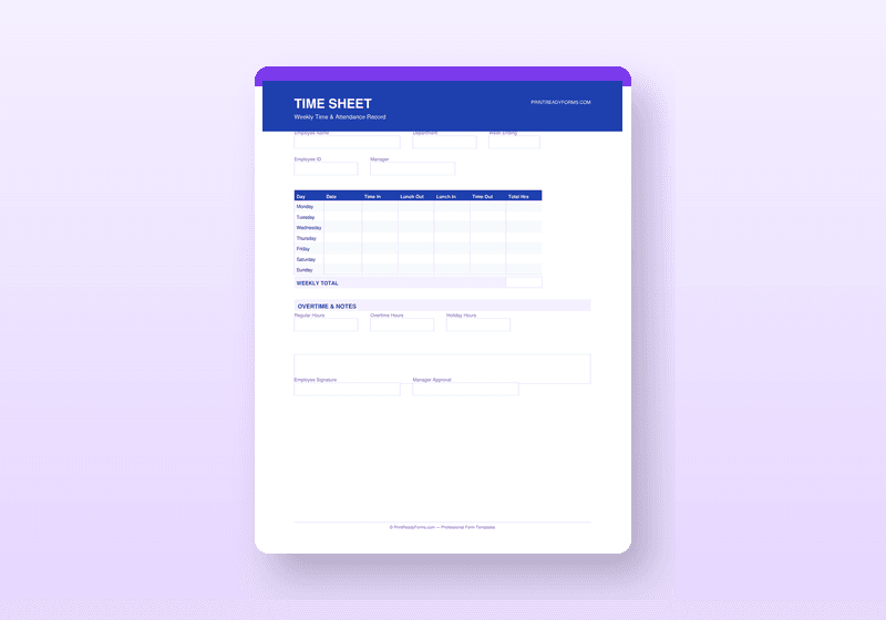 Preview of Timesheet & Attendance Tracker — HR & Employment template