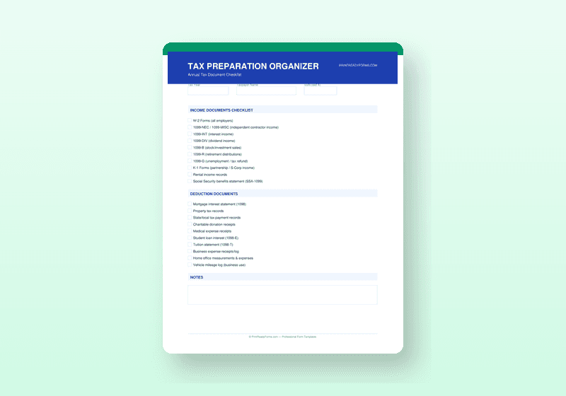 Preview of Tax Preparation Organizer — Finance & Accounting template